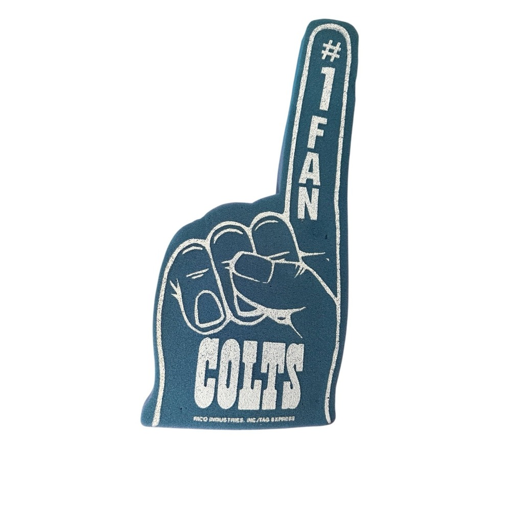 NFL Indianapolis Colts Foam Finger Vintage #1 Fan Front Horseshoe Logo Back